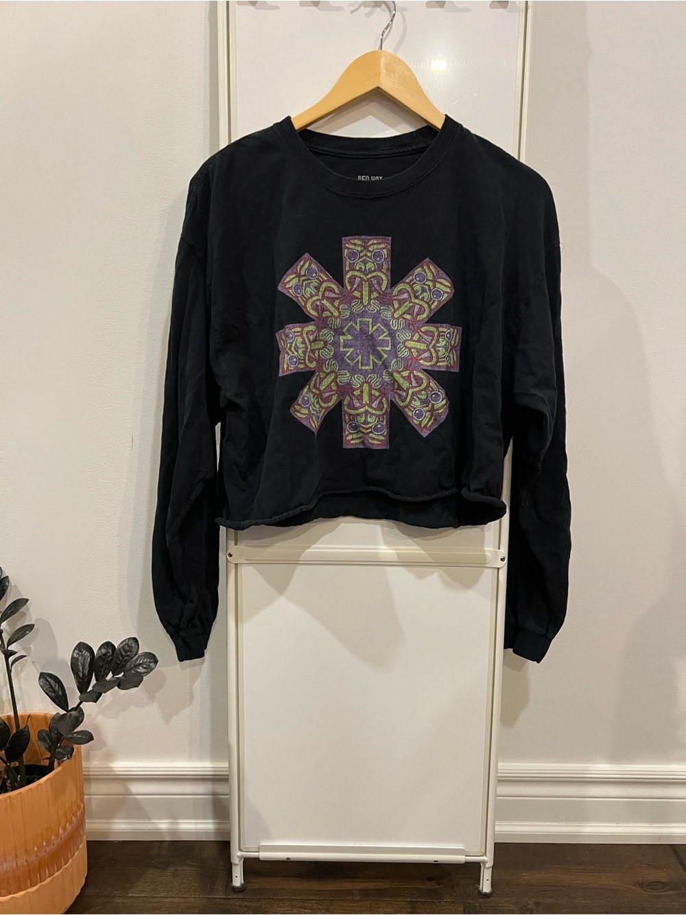 Red Hot Chili Peppers 100% Cotton Black Logo Longsleeve Crop Top